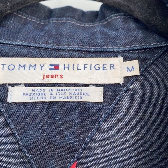 Vintage Tommy Hilfiger Military‎ Inspired Dark  Denim Utility Jacket Blue Medium - Picture 11 of 15